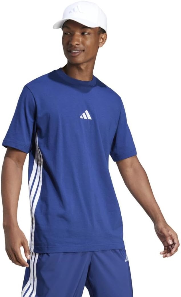 image:imageadidas Mens Essentials 3Stripes Single Jersey TShirtDark BlueWhite