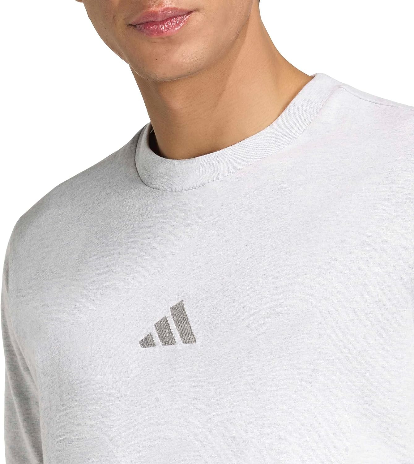 image:imageadidas Mens Essentials 3Stripes Single Jersey TShirtLight Grey Heather