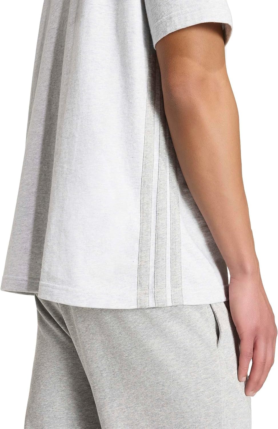 image:imageadidas Mens Essentials 3Stripes Single Jersey TShirtLight Grey Heather