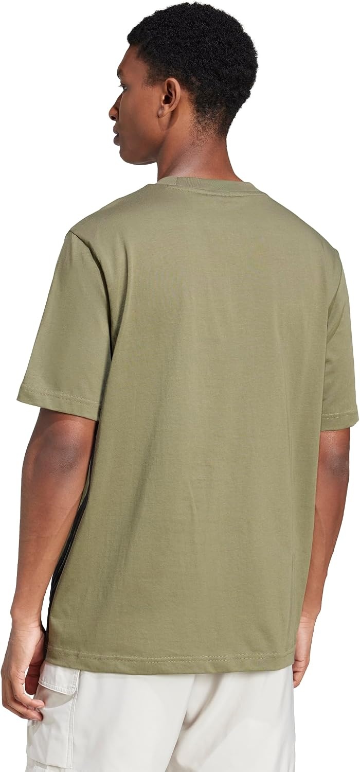 image:imageadidas Mens Essentials 3Stripes Single Jersey TShirtOlive StrataBlack