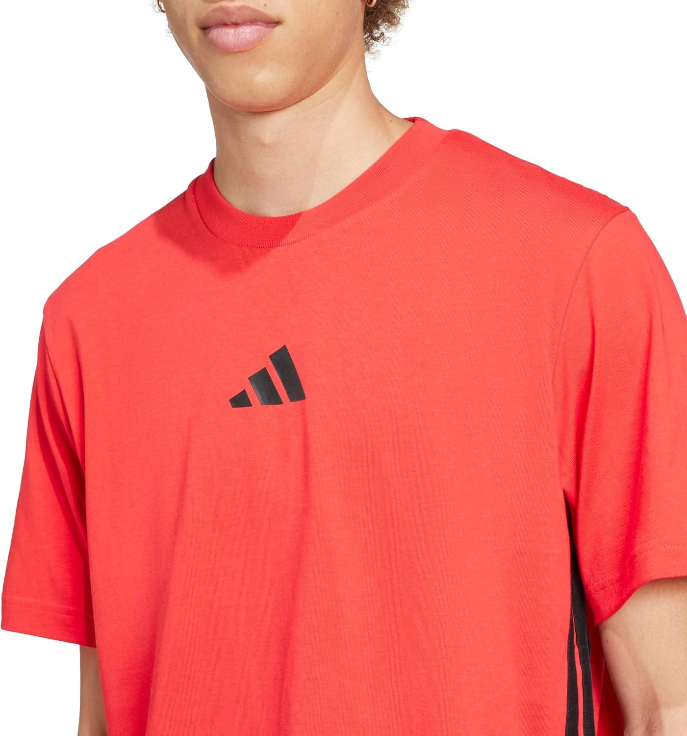 image:imageadidas Mens Essentials 3Stripes Single Jersey TShirtPure RubyBlack