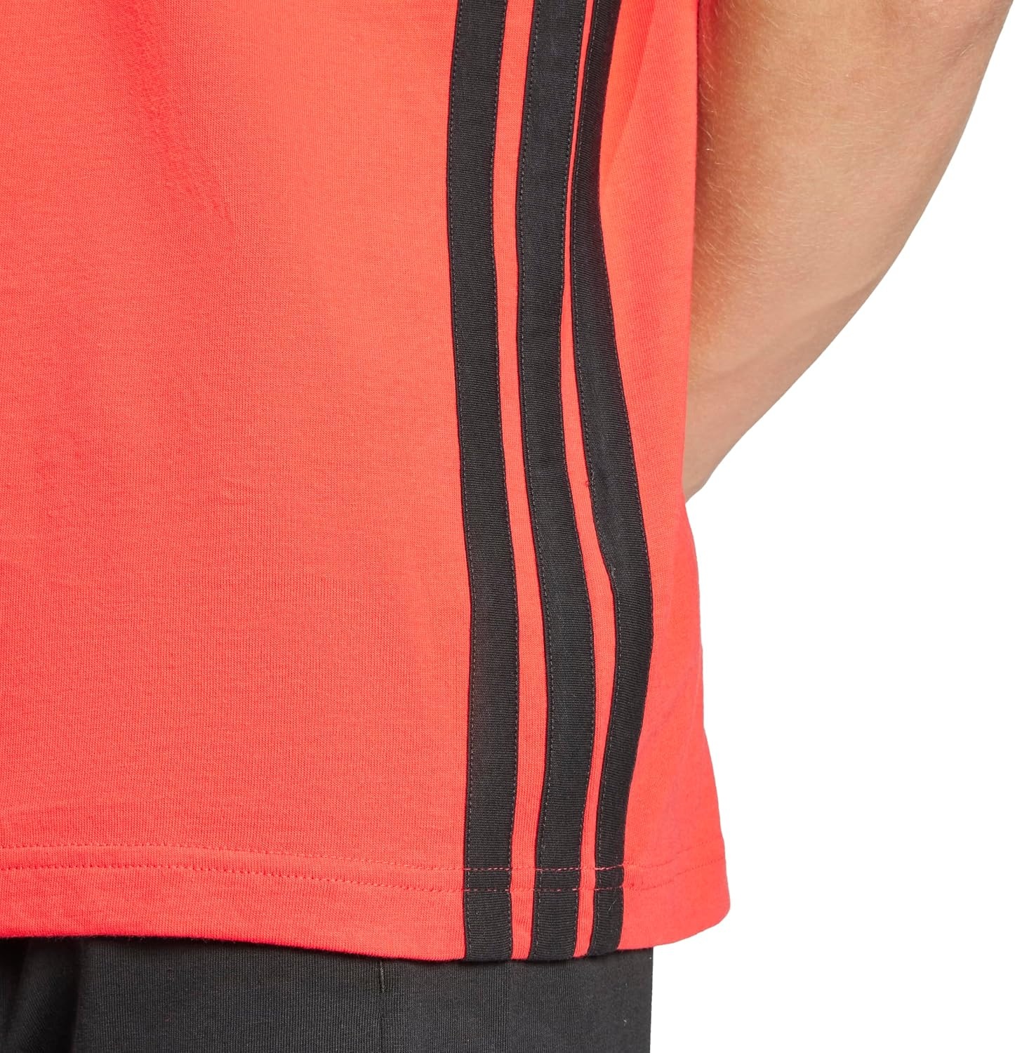 image:imageadidas Mens Essentials 3Stripes Single Jersey TShirtPure RubyBlack