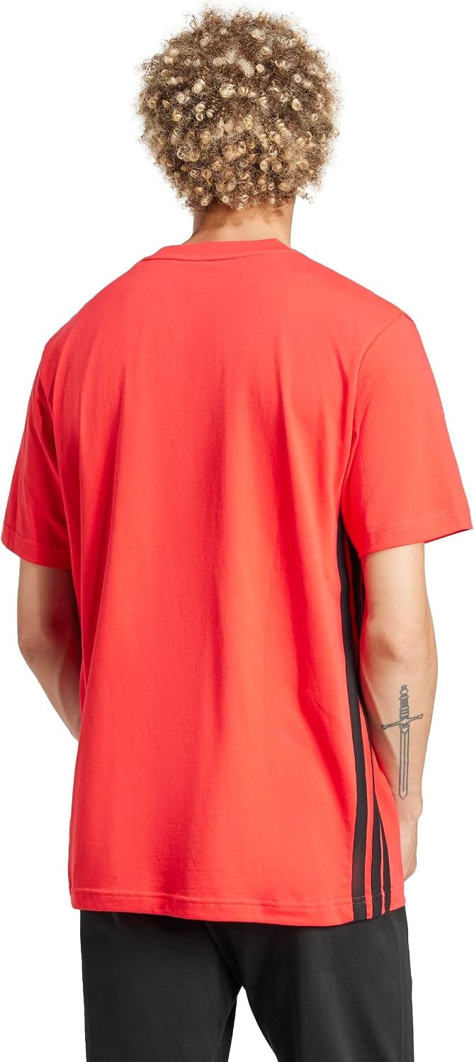 image:imageadidas Mens Essentials 3Stripes Single Jersey TShirtPure RubyBlack
