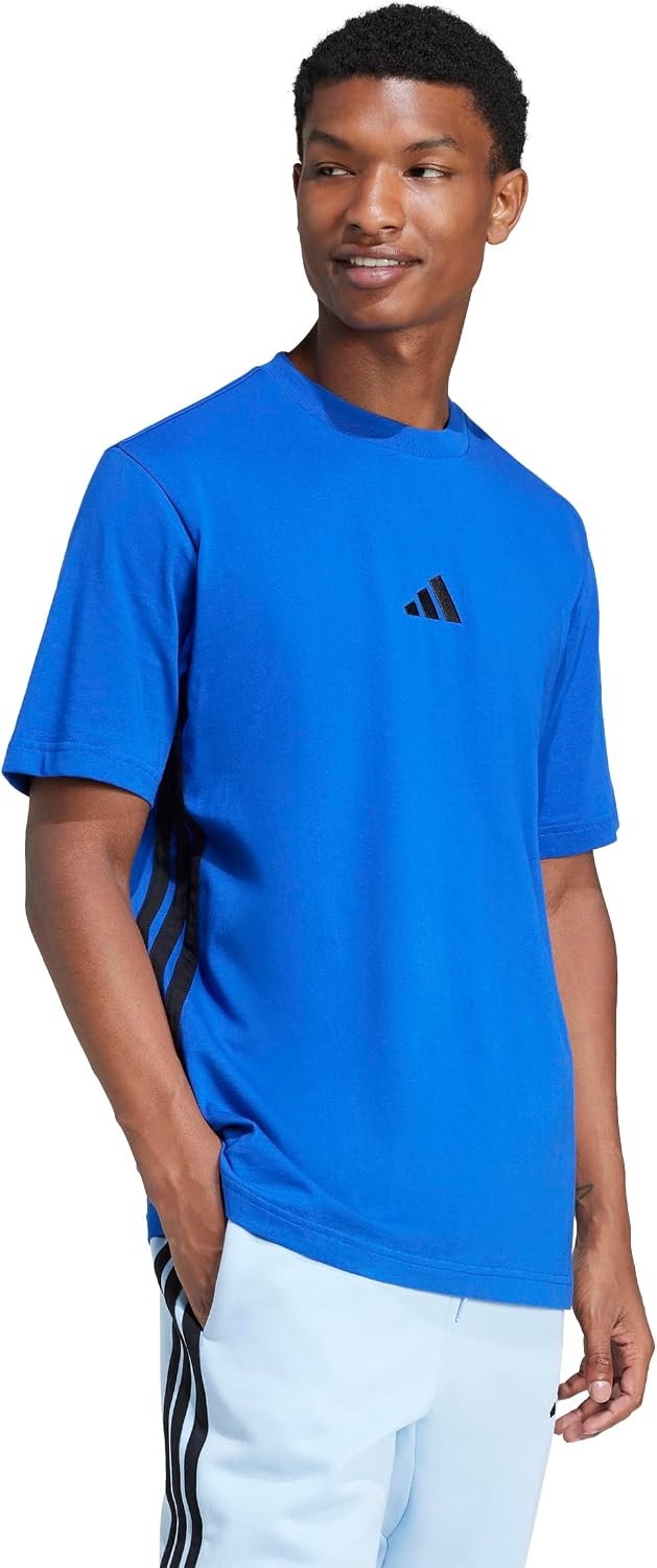 image:imageadidas Mens Essentials 3Stripes Single Jersey TShirtTeam Royal BlueBlack