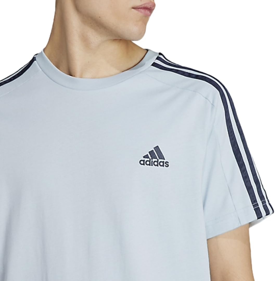 image:imageadidas Mens Essentials 3Stripes Single Jersey TShirtWonder Blue