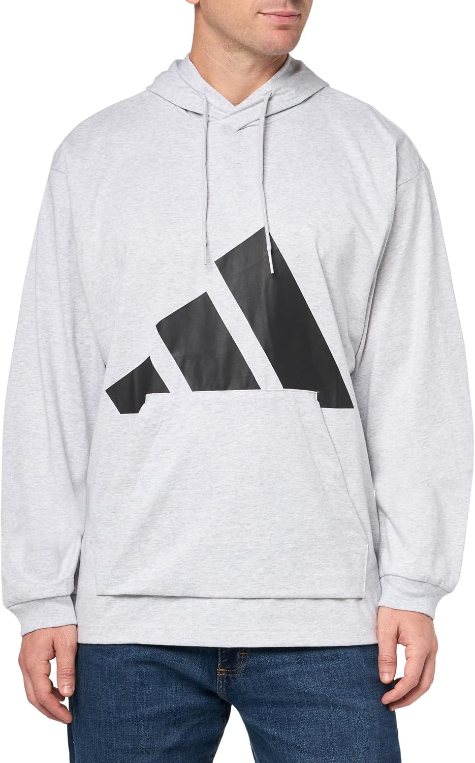 image:imageadidas Mens Essentials Big Logo Single Jersey HoodieLight Grey HeatherBlack