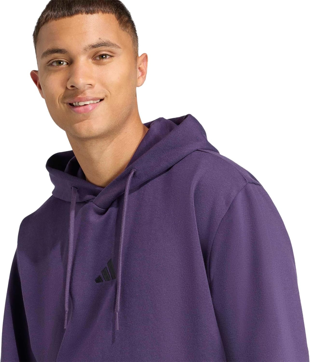 image:imageadidas Mens Essentials Feel Cozy Fleece Hoodie SweatshirtAurora PlumBlack