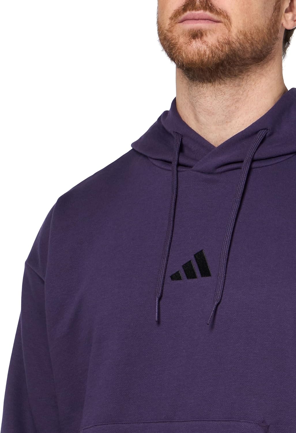 image:imageadidas Mens Essentials Feel Cozy Fleece Hoodie SweatshirtAurora PlumBlack