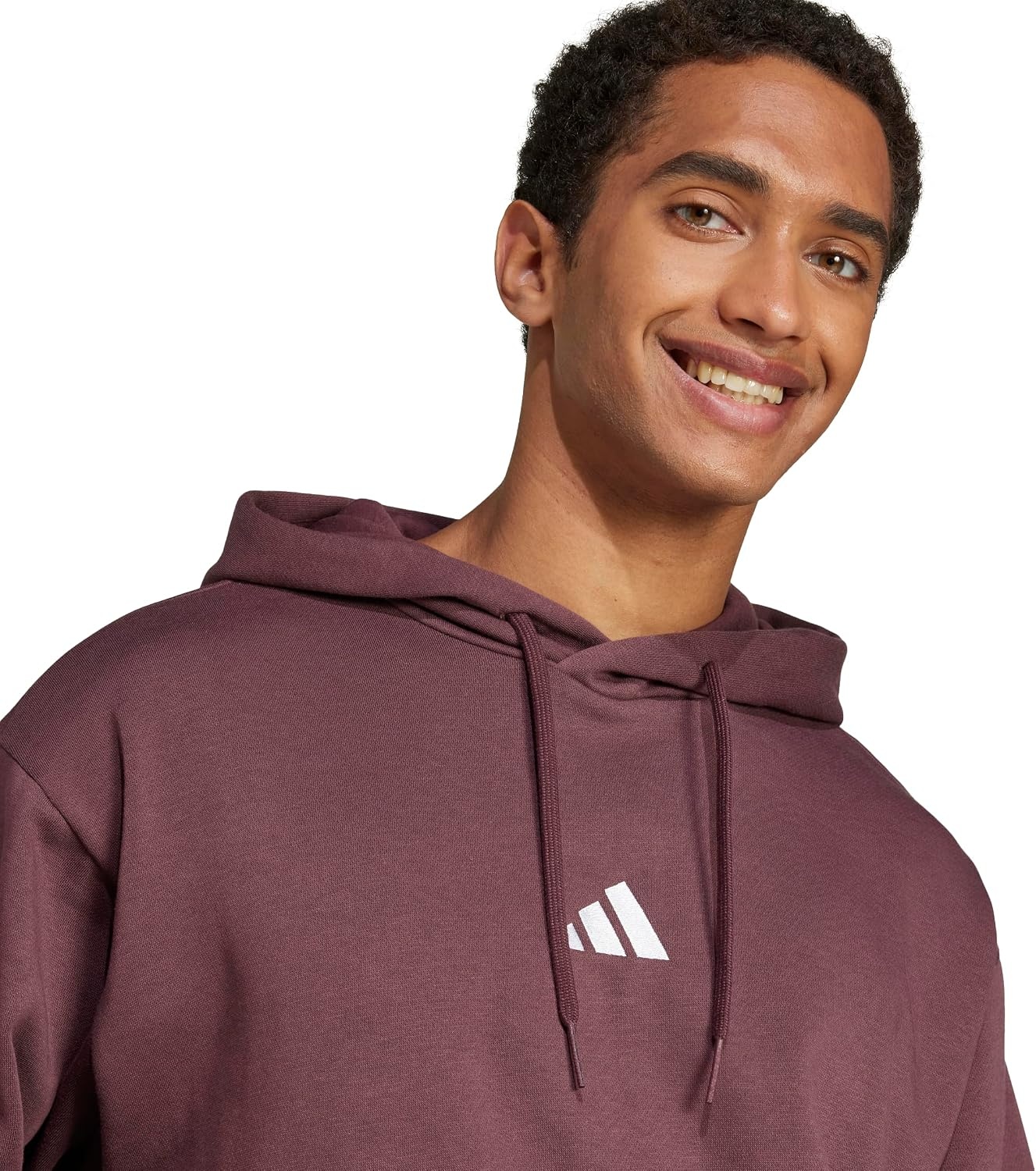 image:imageadidas Mens Essentials Feel Cozy Fleece Hoodie SweatshirtAurora RubyWhite