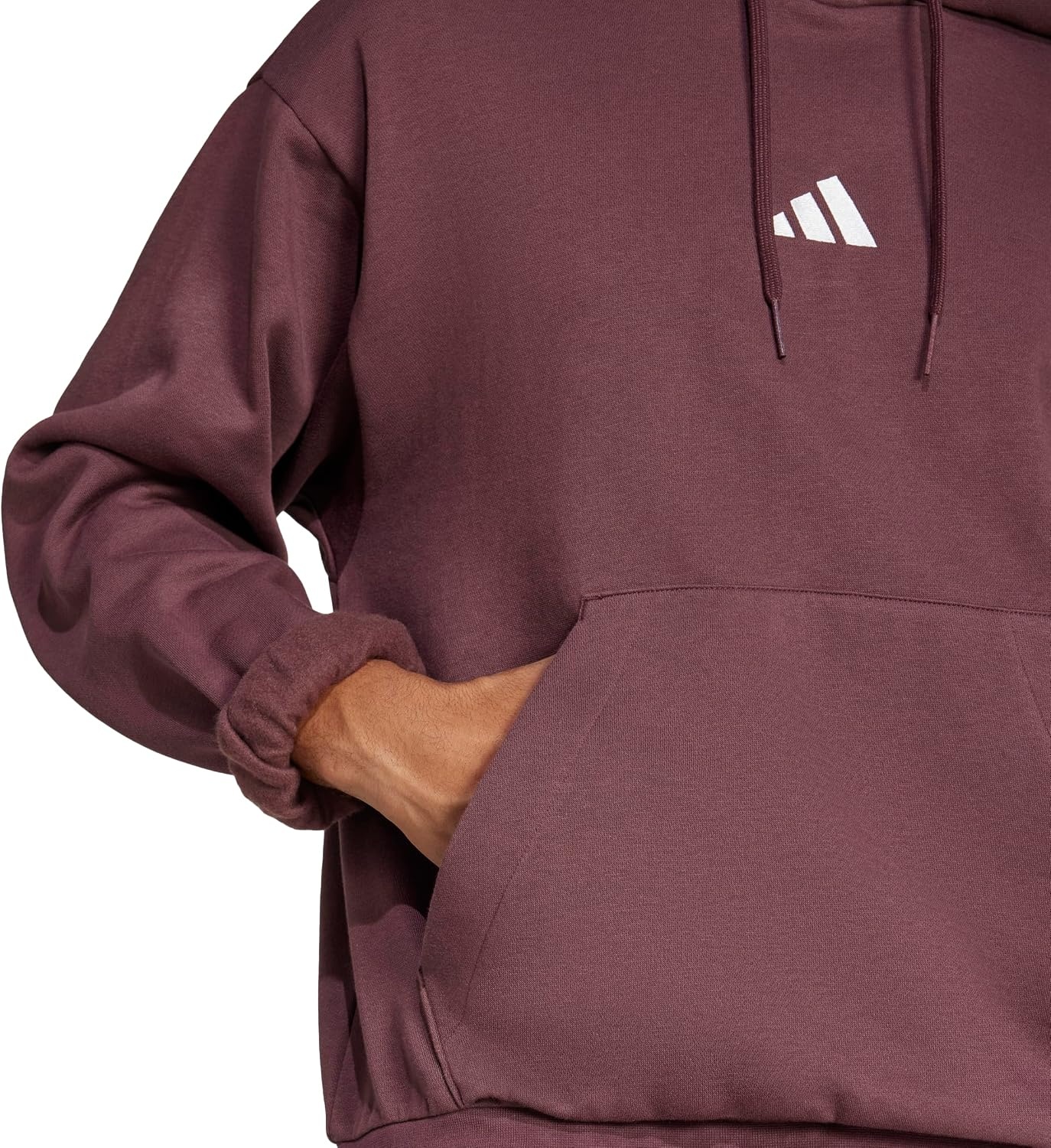 image:imageadidas Mens Essentials Feel Cozy Fleece Hoodie SweatshirtAurora RubyWhite
