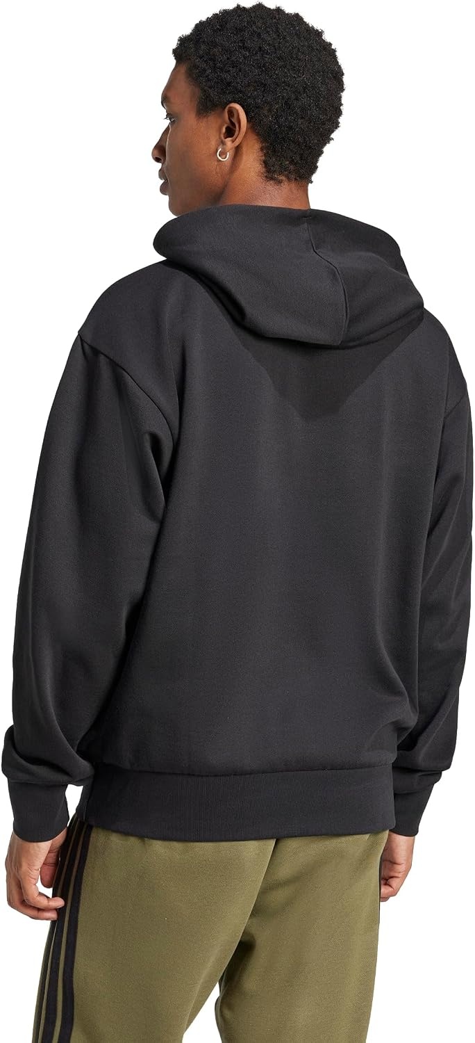 image:imageadidas Mens Essentials Feel Cozy Fleece Hoodie SweatshirtBlackWhite