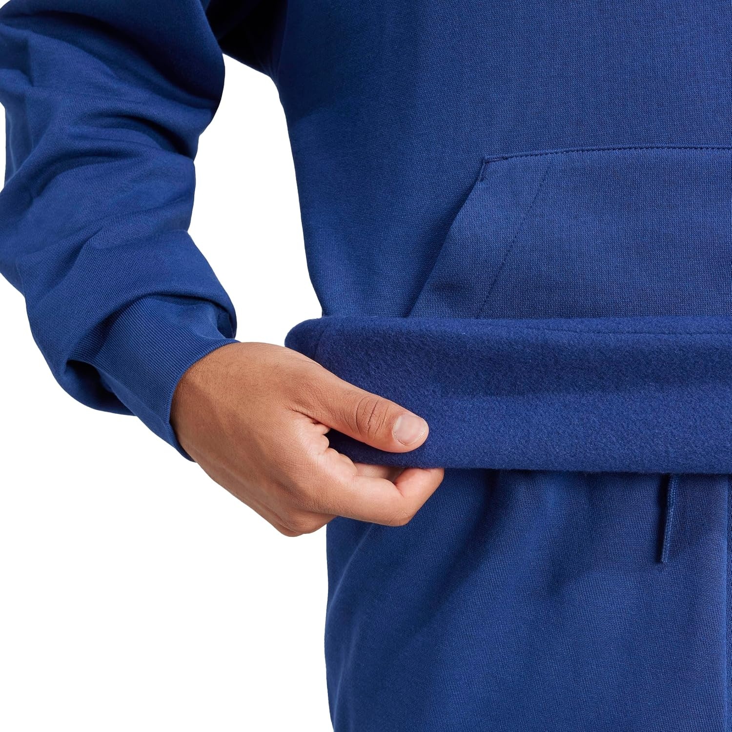 image:imageadidas Mens Essentials Feel Cozy Fleece Hoodie SweatshirtDark BlueWhite