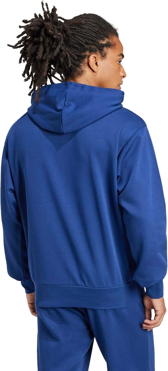 image:imageadidas Mens Essentials Feel Cozy Fleece Hoodie SweatshirtDark BlueWhite