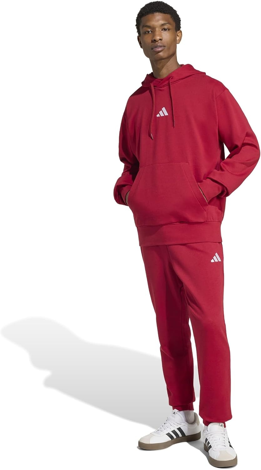 image:imageadidas Mens Essentials Feel Cozy Fleece Hoodie SweatshirtMaroonWhite