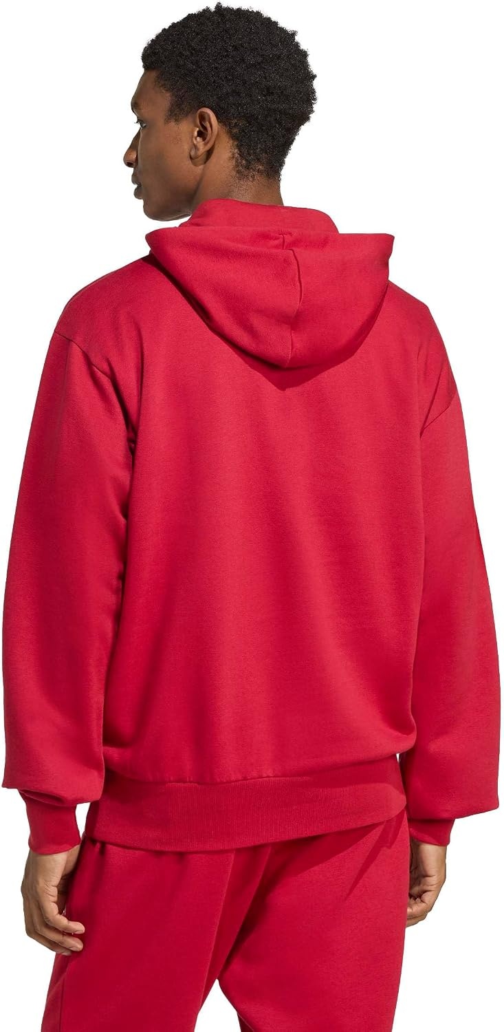 image:imageadidas Mens Essentials Feel Cozy Fleece Hoodie SweatshirtMaroonWhite