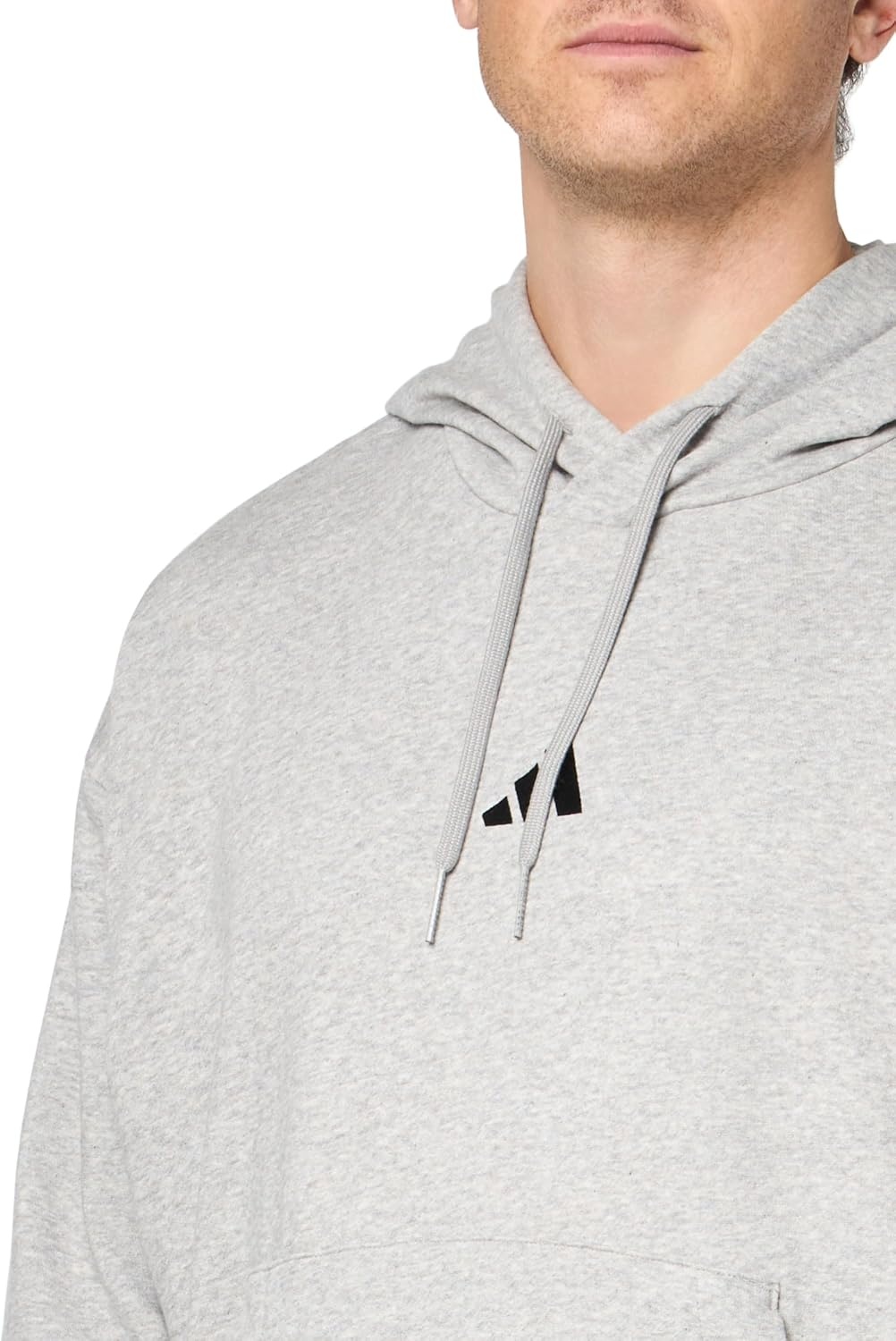 image:imageadidas Mens Essentials Feel Cozy Fleece Hoodie SweatshirtMedium Grey HeatherBlack