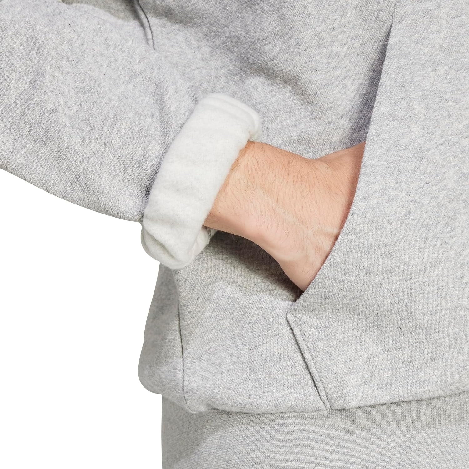 image:imageadidas Mens Essentials Feel Cozy Fleece Hoodie SweatshirtMedium Grey HeatherBlack