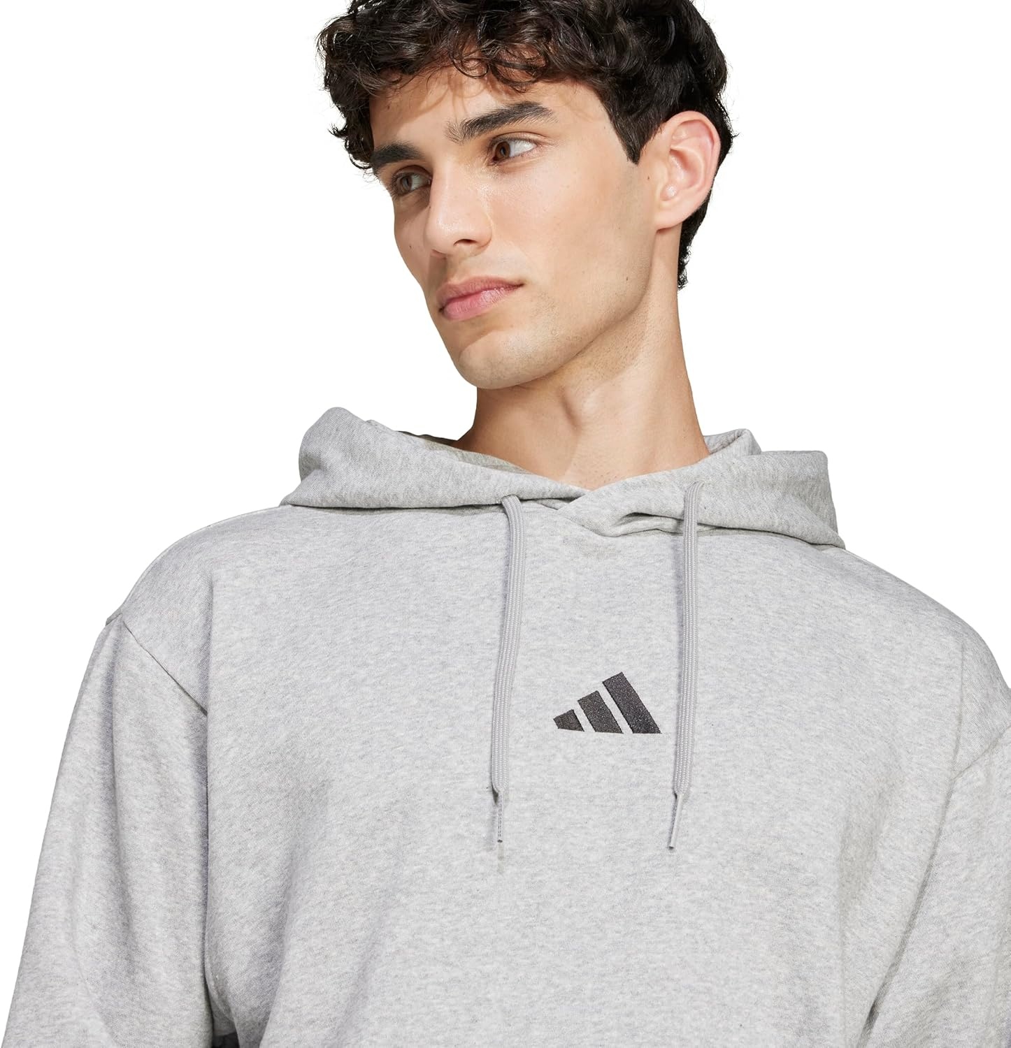 image:imageadidas Mens Essentials Feel Cozy Fleece Hoodie SweatshirtMedium Grey HeatherBlack