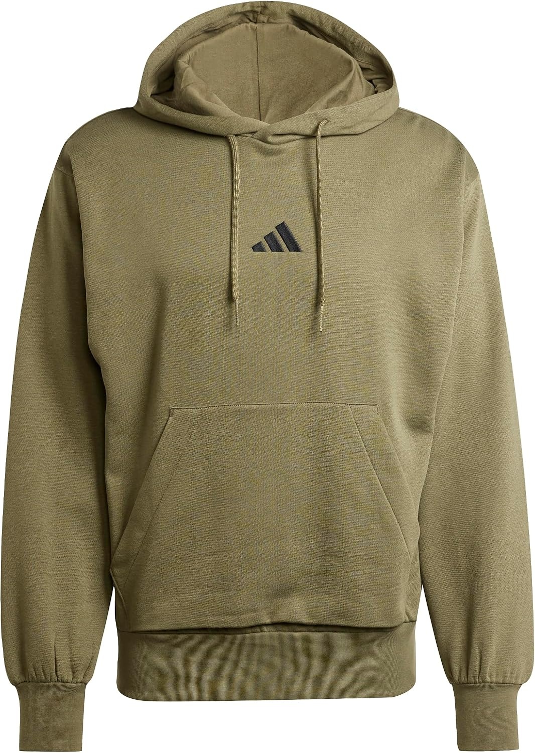 image:imageadidas Mens Essentials Feel Cozy Fleece Hoodie SweatshirtOlive StrataBlack