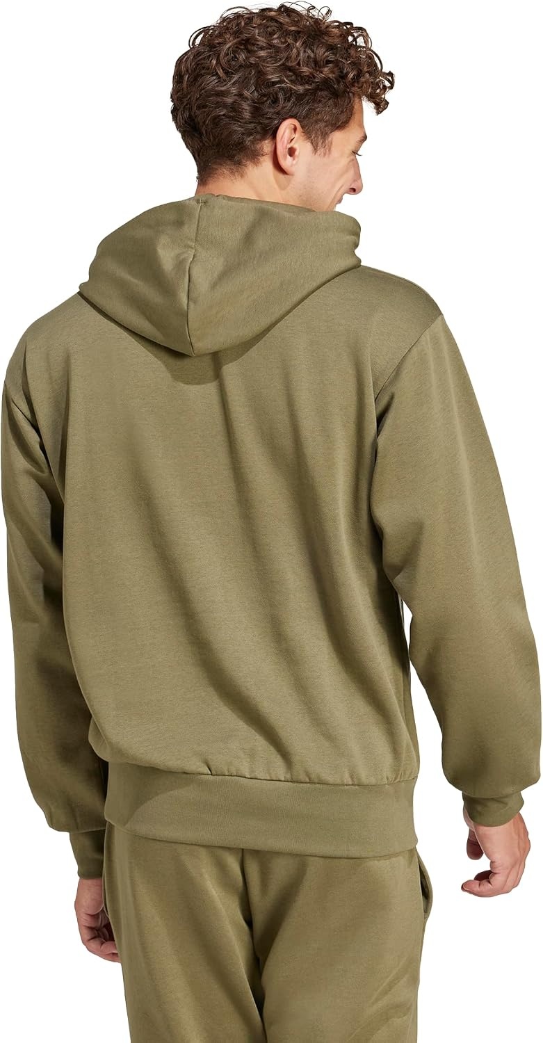 image:imageadidas Mens Essentials Feel Cozy Fleece Hoodie SweatshirtOlive StrataBlack