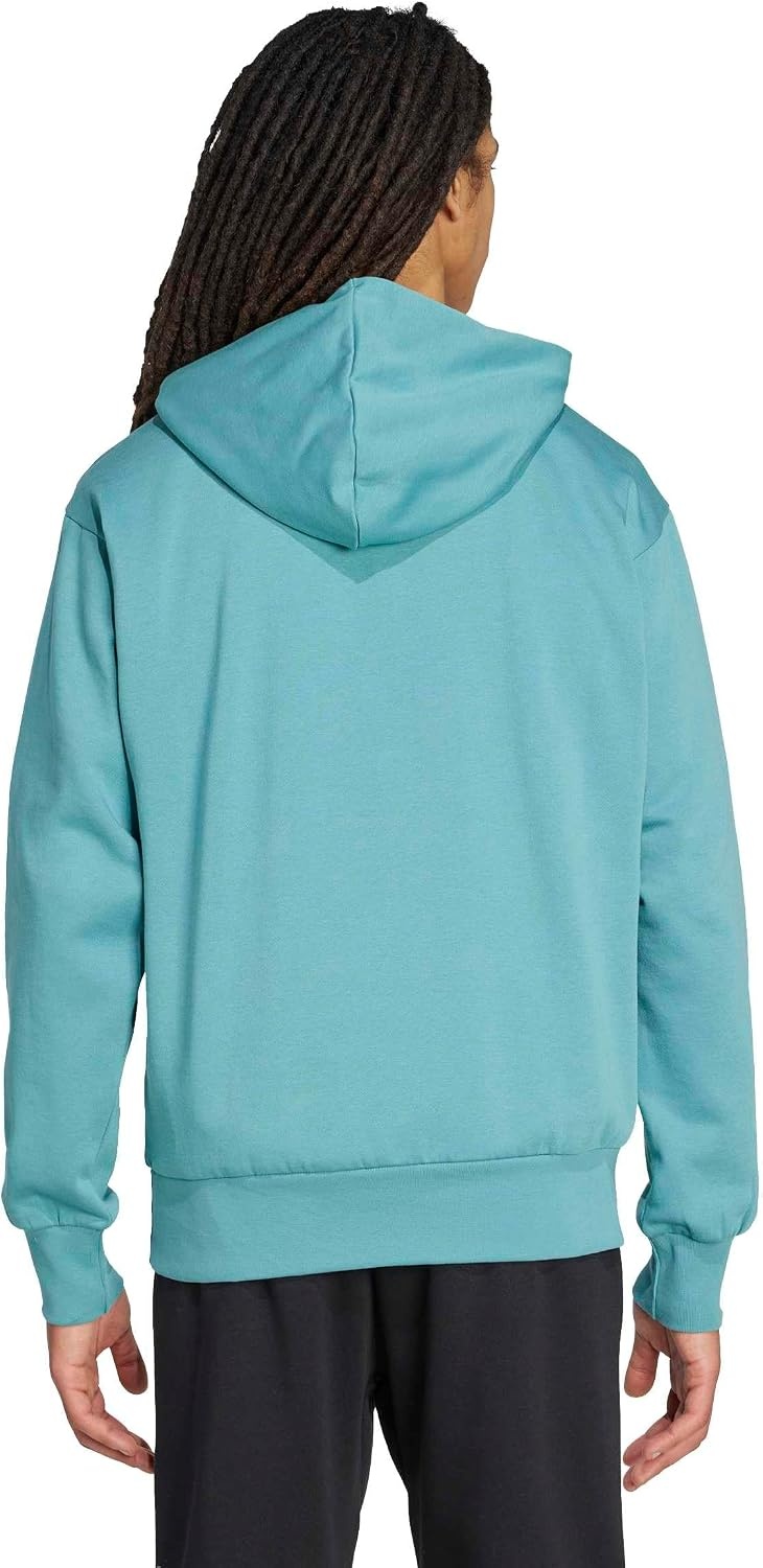 image:imageadidas Mens Essentials Feel Cozy Fleece Hoodie SweatshirtPowder TealBlack