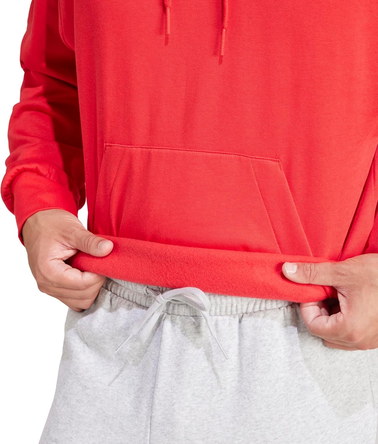 image:imageadidas Mens Essentials Feel Cozy Fleece Hoodie SweatshirtPure RubyBlack