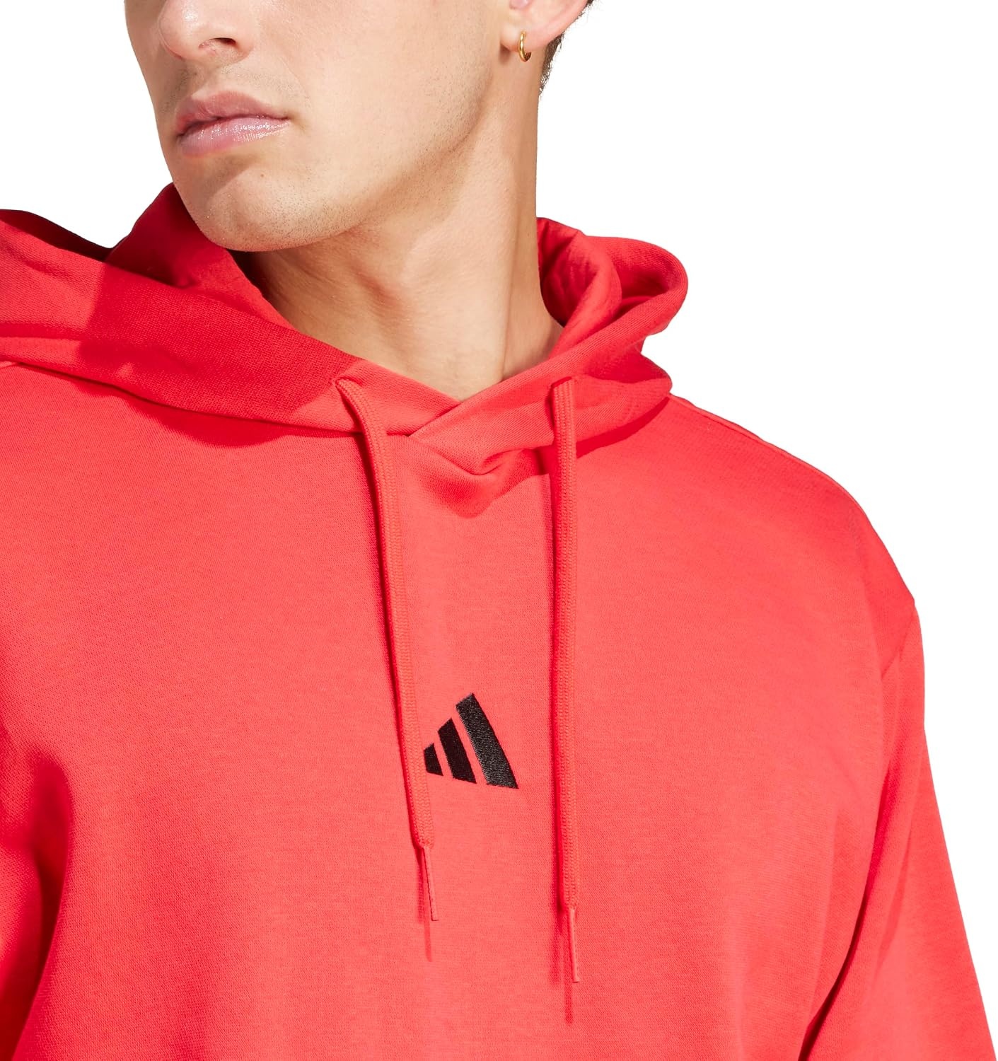 image:imageadidas Mens Essentials Feel Cozy Fleece Hoodie SweatshirtPure RubyBlack