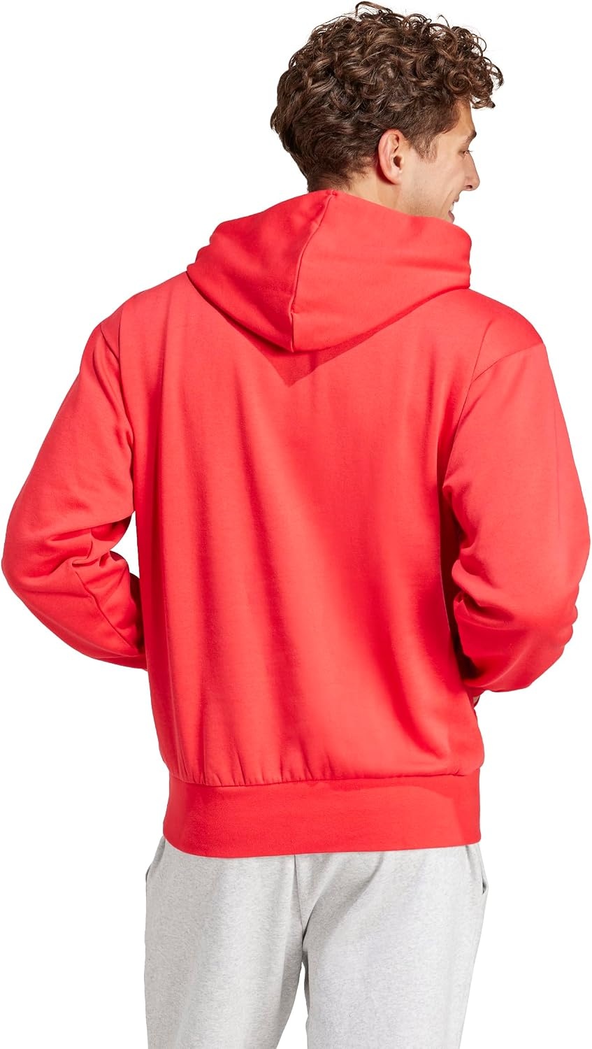 image:imageadidas Mens Essentials Feel Cozy Fleece Hoodie SweatshirtPure RubyBlack