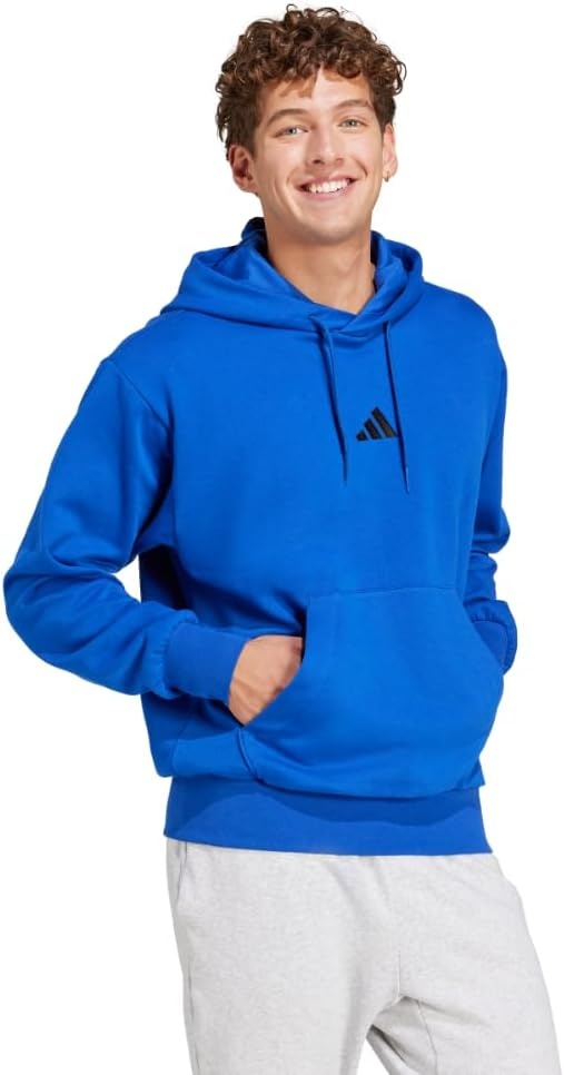 image:imageadidas Mens Essentials Feel Cozy Fleece Hoodie SweatshirtTeam Royal BlueBlack