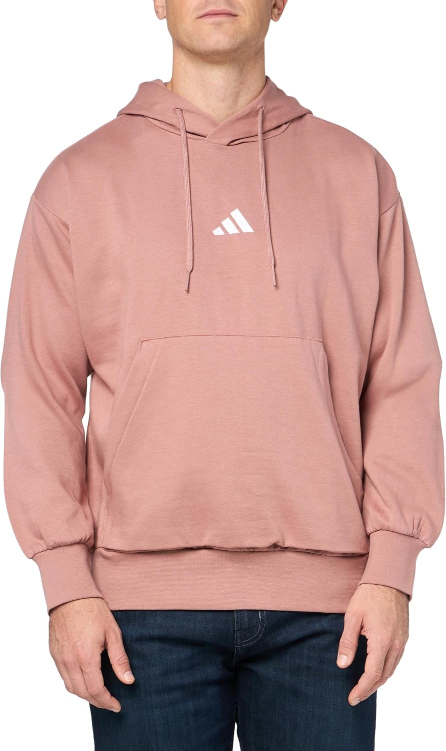 image:imageadidas Mens Essentials Feel Cozy Fleece Hoodie SweatshirtWarm ClayWhite