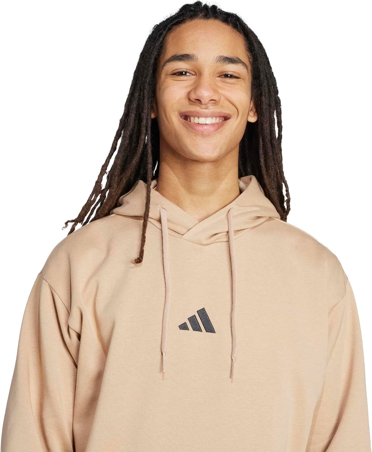 image:imageadidas Mens Essentials Feel Cozy Fleece Hoodie SweatshirtWarm SandstoneBlack