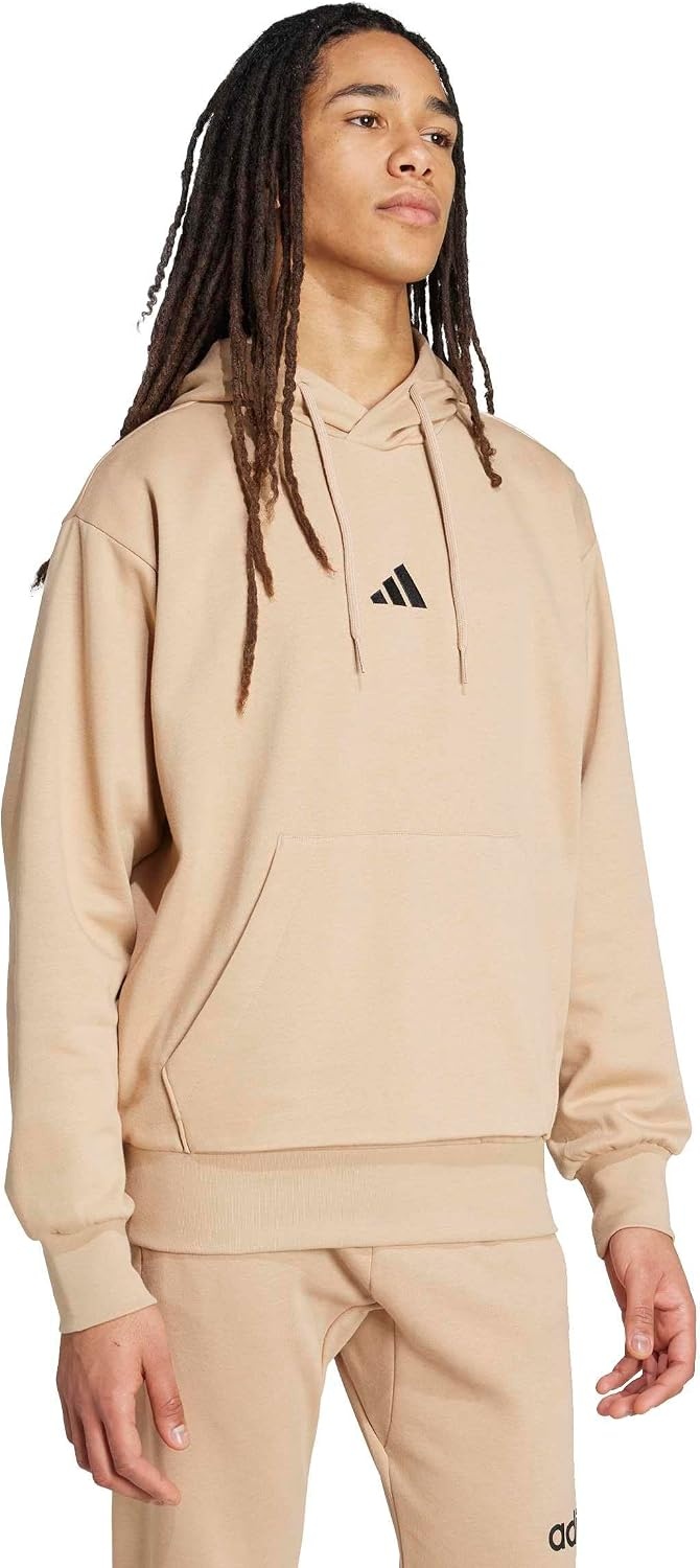 image:imageadidas Mens Essentials Feel Cozy Fleece Hoodie SweatshirtWarm SandstoneBlack