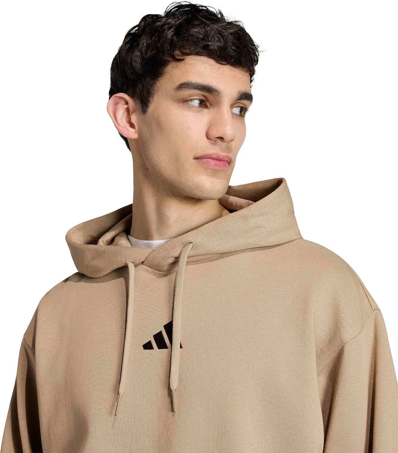 image:imageadidas Mens Essentials Feel Cozy Fleece Hoodie SweatshirtWonder CargoBlack
