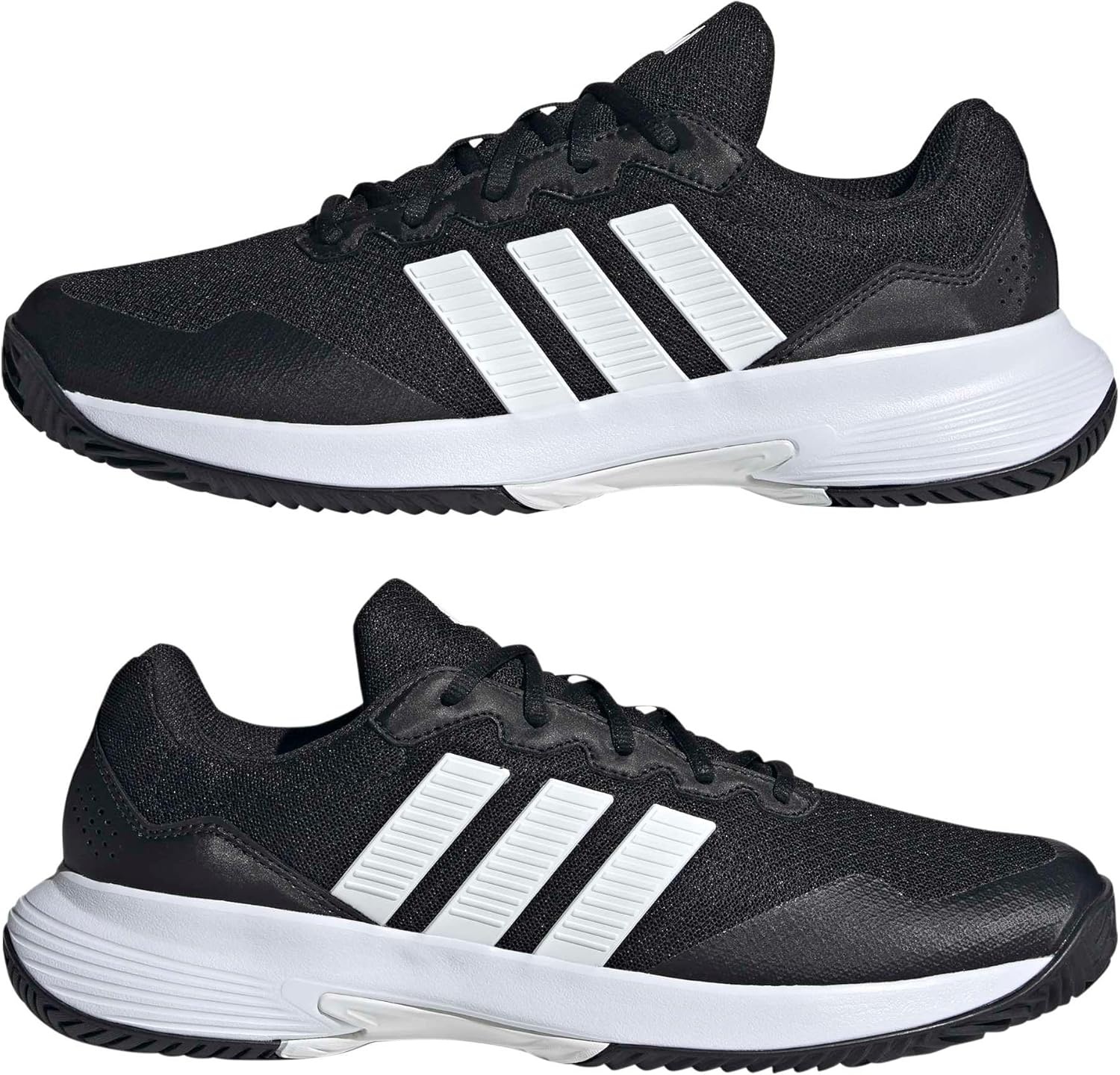 image:imageadidas Mens Gamecourt 2 Tennis ShoesBlackWhiteSilver Metallic