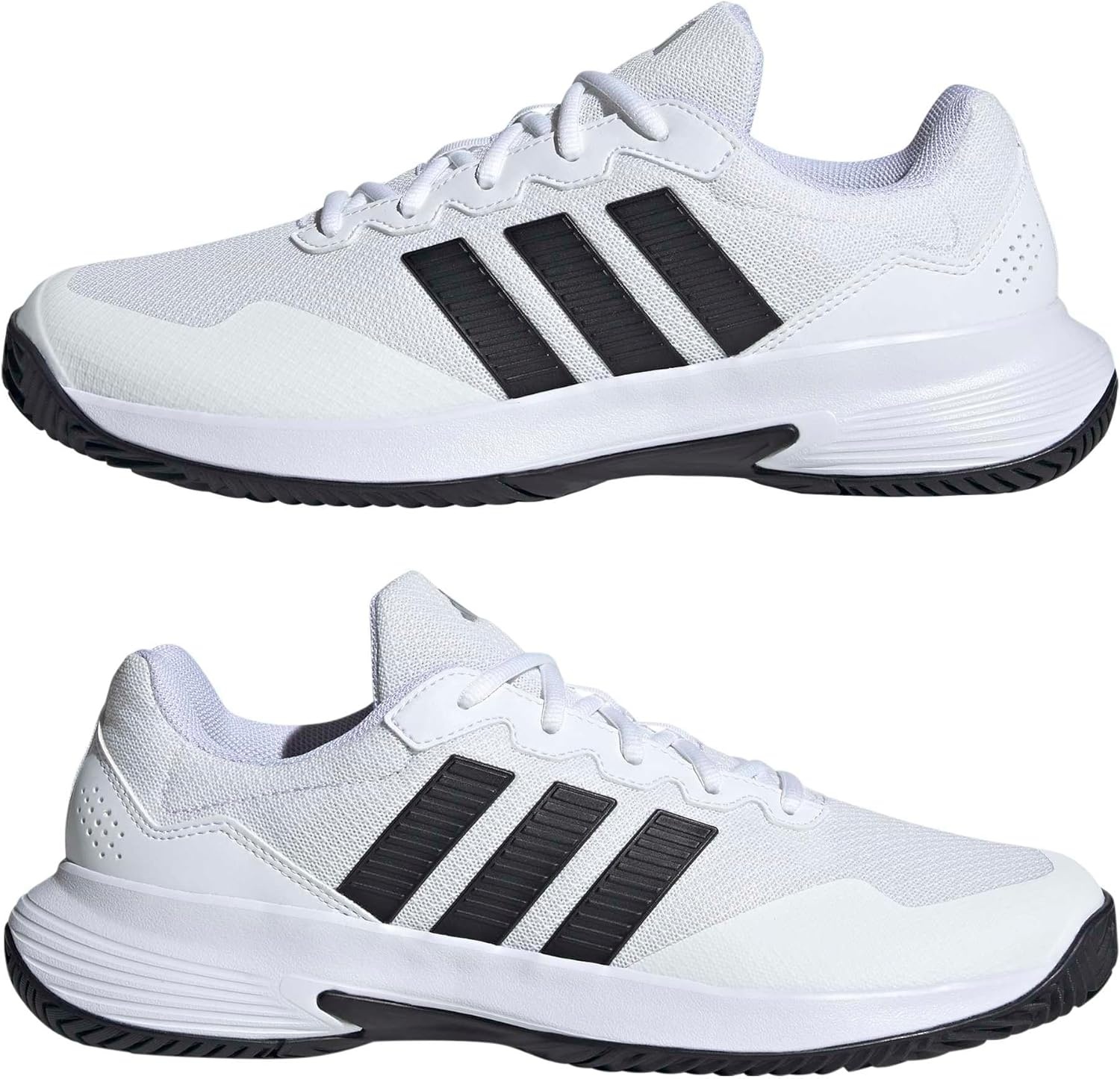 image:imageadidas Mens Gamecourt 2 Tennis ShoesWhiteCore BlackSilver Metallic