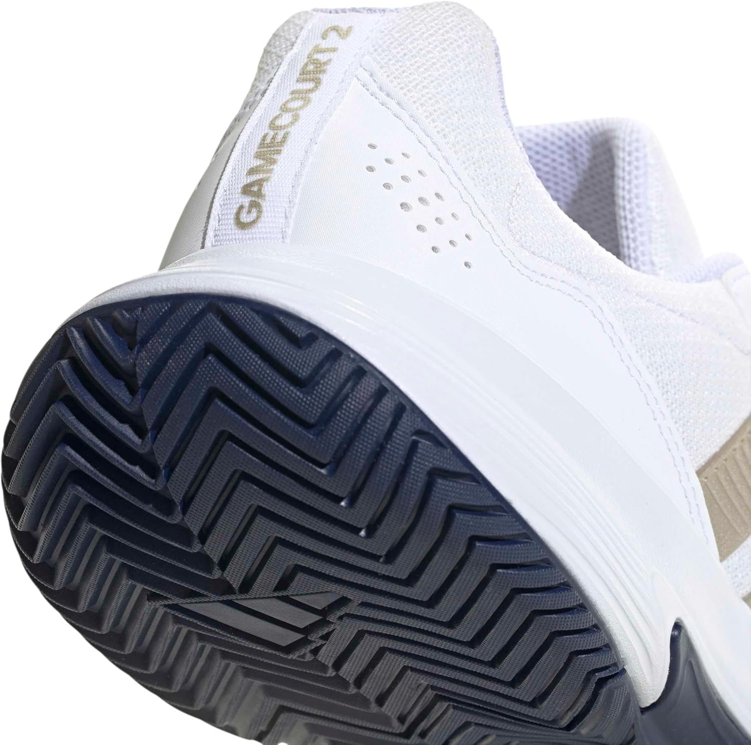image:imageadidas Mens Gamecourt 2 Tennis ShoesWhiteCyber MetallicDark Blue