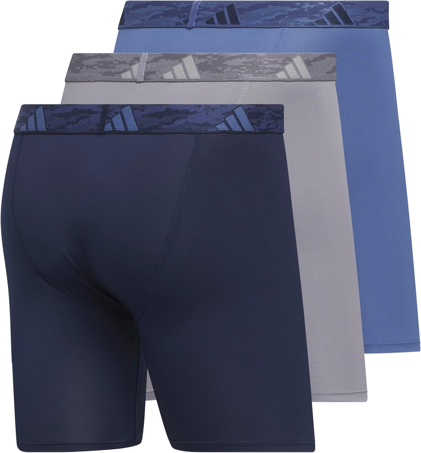 image:imageadidas Mens Microfiber Boxer Briefs 3Pack or 5Pack Performance Stretch MoistureWicking UnderwearCollegiate NavyGreyCrew Blue
