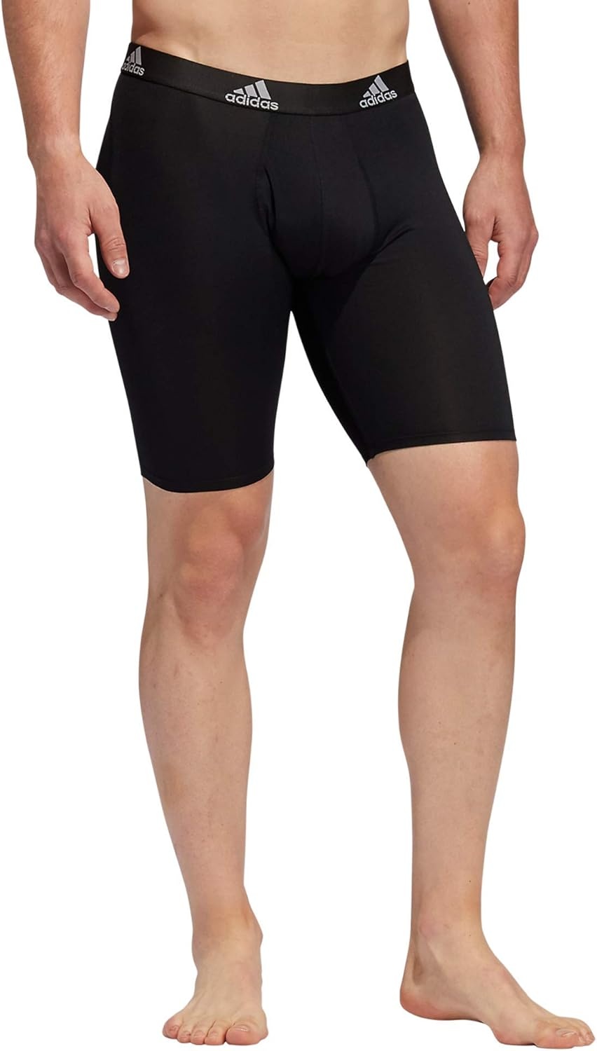 image:imageadidas Mens Microfiber Long Boxer Briefs 3Pack MoistureWicking Performance Stretch UnderwearBlackLight Onix GreyPerformance