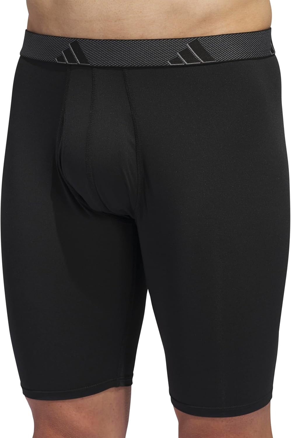 image:imageadidas Mens Microfiber Long Boxer Briefs 3Pack MoistureWicking Performance Stretch UnderwearBlackOnix GreyGrey