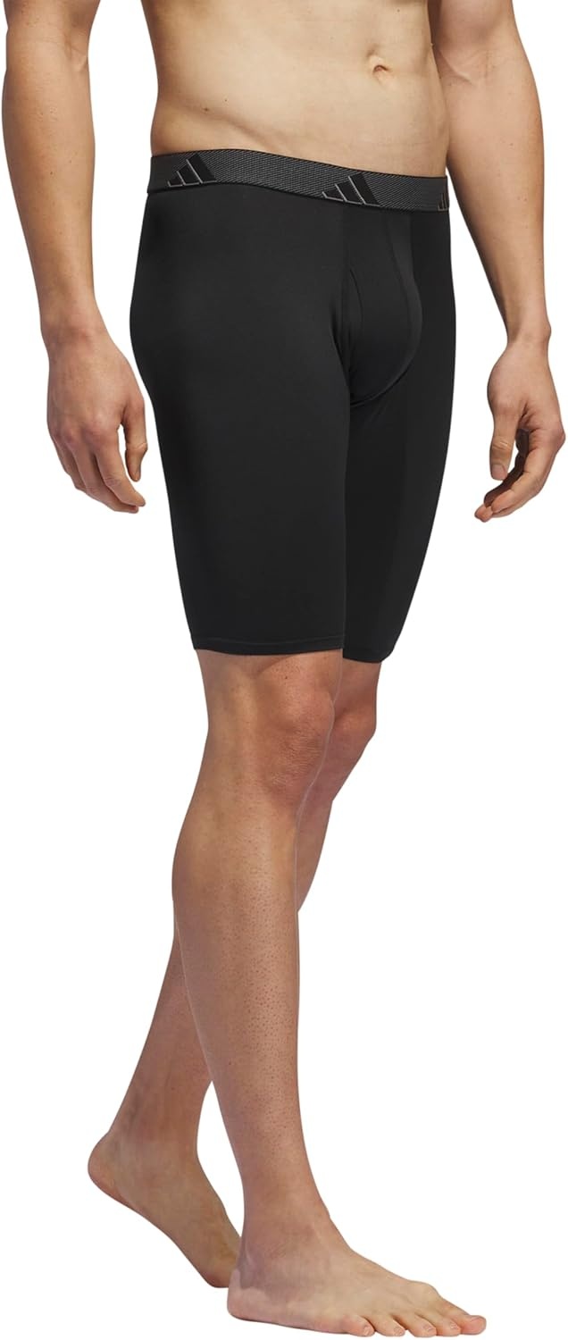 image:imageadidas Mens Microfiber Long Boxer Briefs 3Pack MoistureWicking Performance Stretch UnderwearBlackOnix GreyGrey