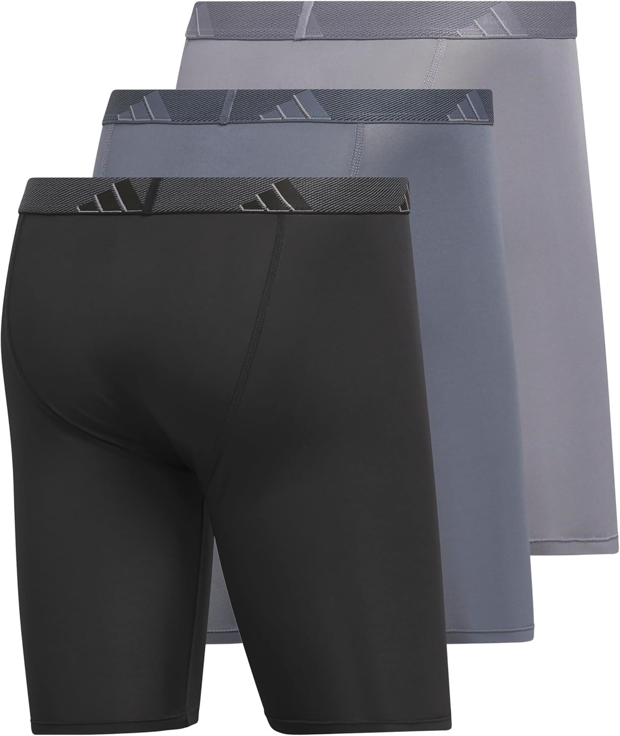 image:imageadidas Mens Microfiber Long Boxer Briefs 3Pack MoistureWicking Performance Stretch UnderwearBlackOnix GreyGrey