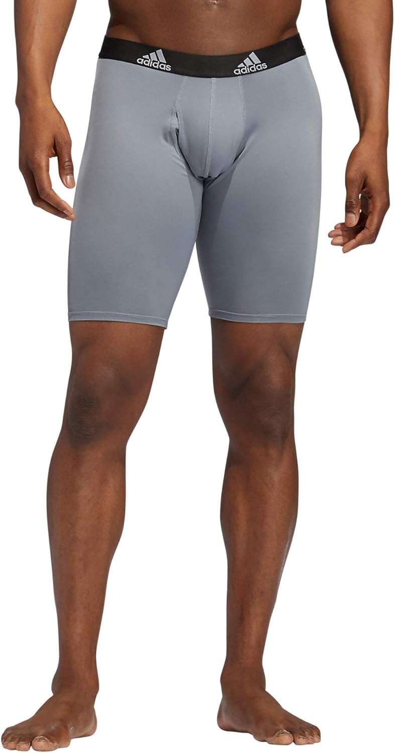 image:imageadidas Mens Microfiber Long Boxer Briefs 3Pack MoistureWicking Performance Stretch UnderwearOnix GreyBlackGreyPerformance