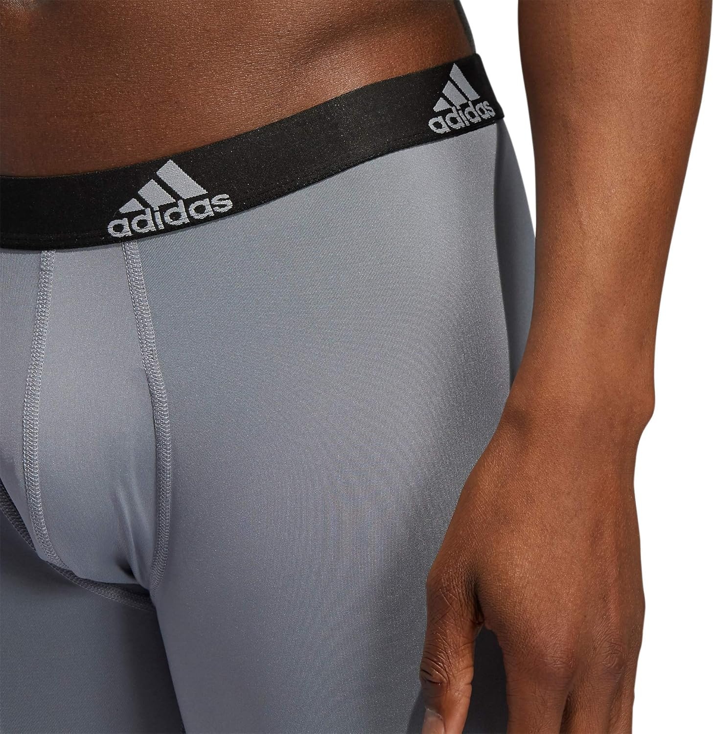 image:imageadidas Mens Microfiber Long Boxer Briefs 3Pack MoistureWicking Performance Stretch UnderwearOnix GreyBlackGreyPerformance