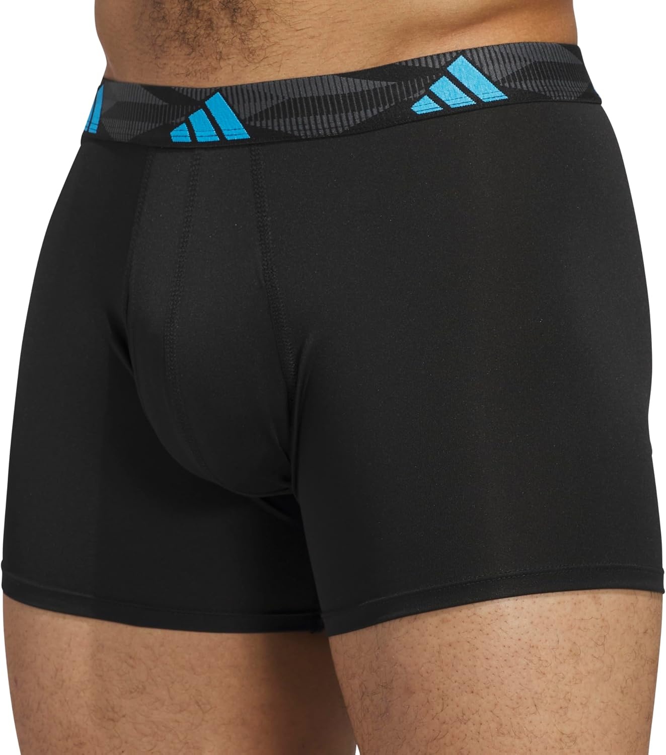 image:imageadidas Mens Microfiber Trunk Briefs 3Pack Performance Stretch MoistureWicking UnderwearBlackLucid AquamarinePure Orange