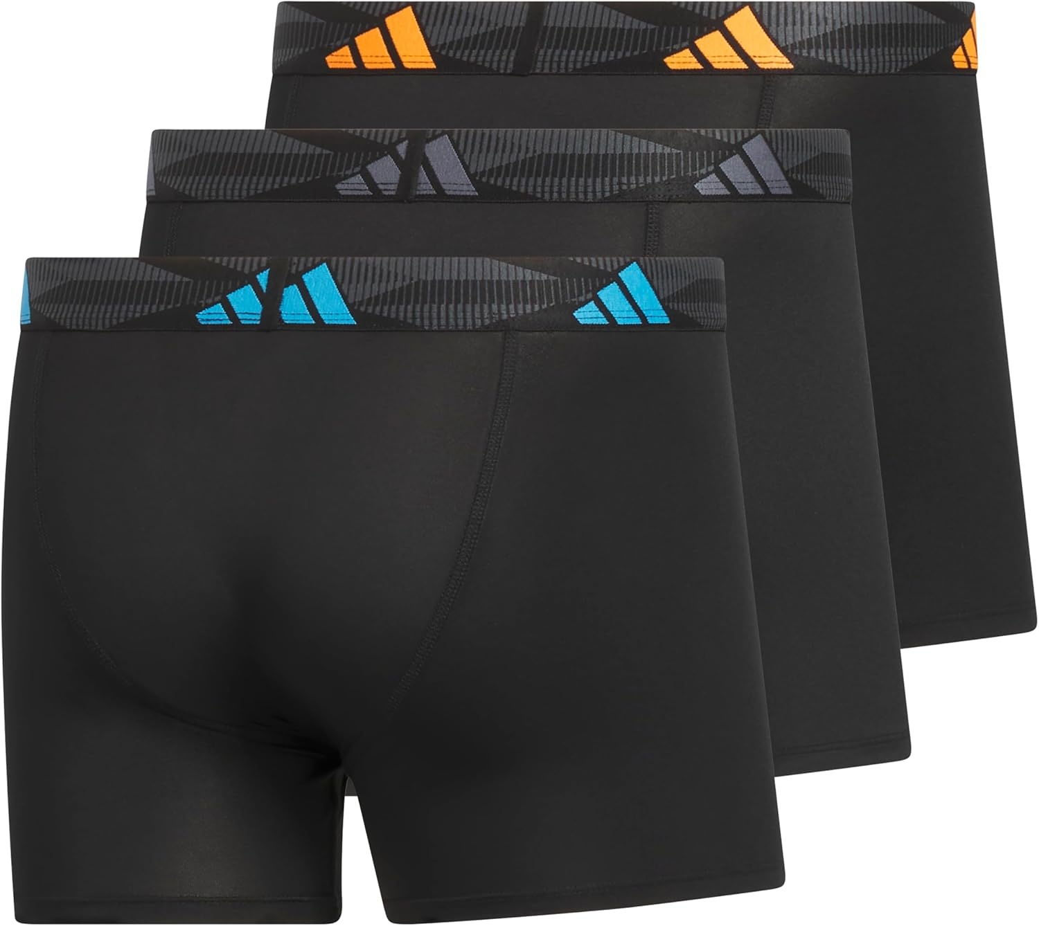 image:imageadidas Mens Microfiber Trunk Briefs 3Pack Performance Stretch MoistureWicking UnderwearBlackLucid AquamarinePure Orange