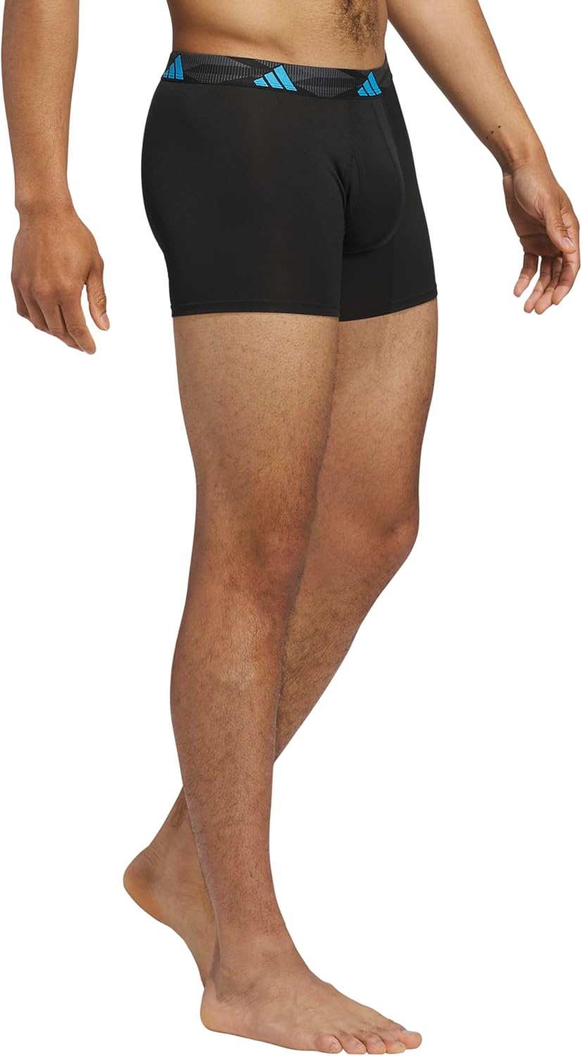 image:imageadidas Mens Microfiber Trunk Briefs 3Pack Performance Stretch MoistureWicking UnderwearBlackLucid AquamarinePure Orange