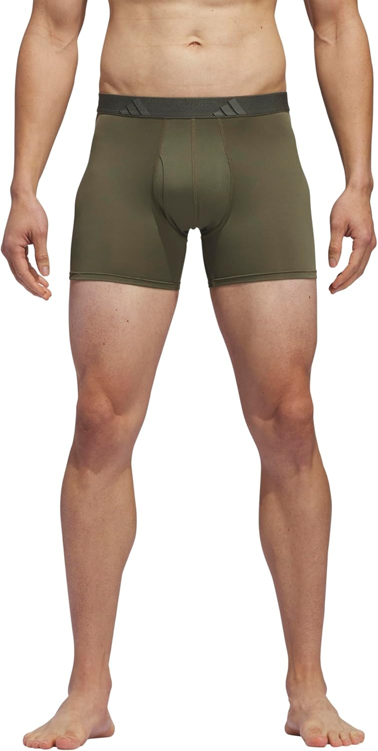 image:imageadidas Mens Microfiber Trunk Briefs 3Pack Performance Stretch MoistureWicking UnderwearOlive Strata GreenBlackOnix Grey