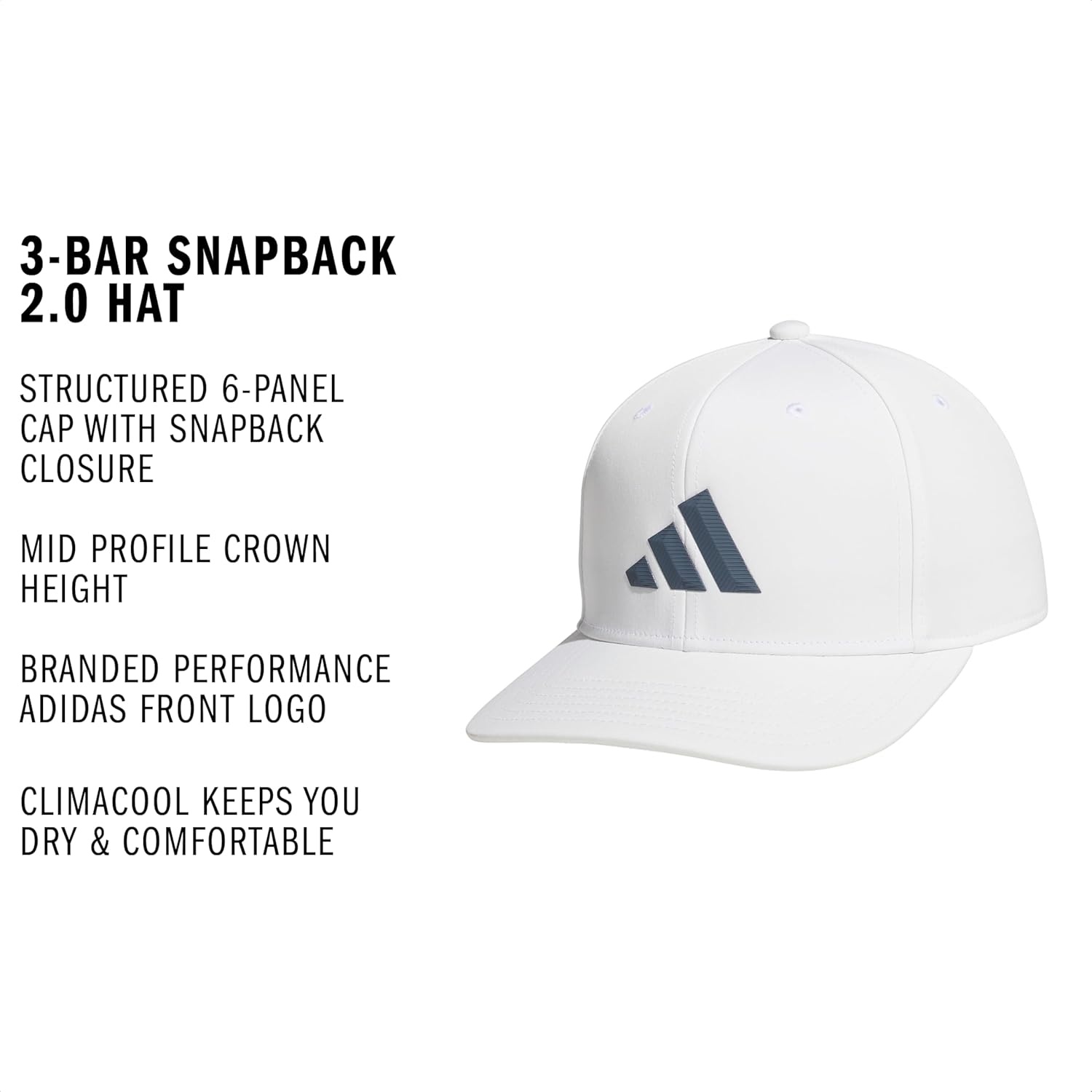 image:imageadidas Mens Midrange Hat Athletic Snapback Cap with LogoWhiteOnix Grey3bar
