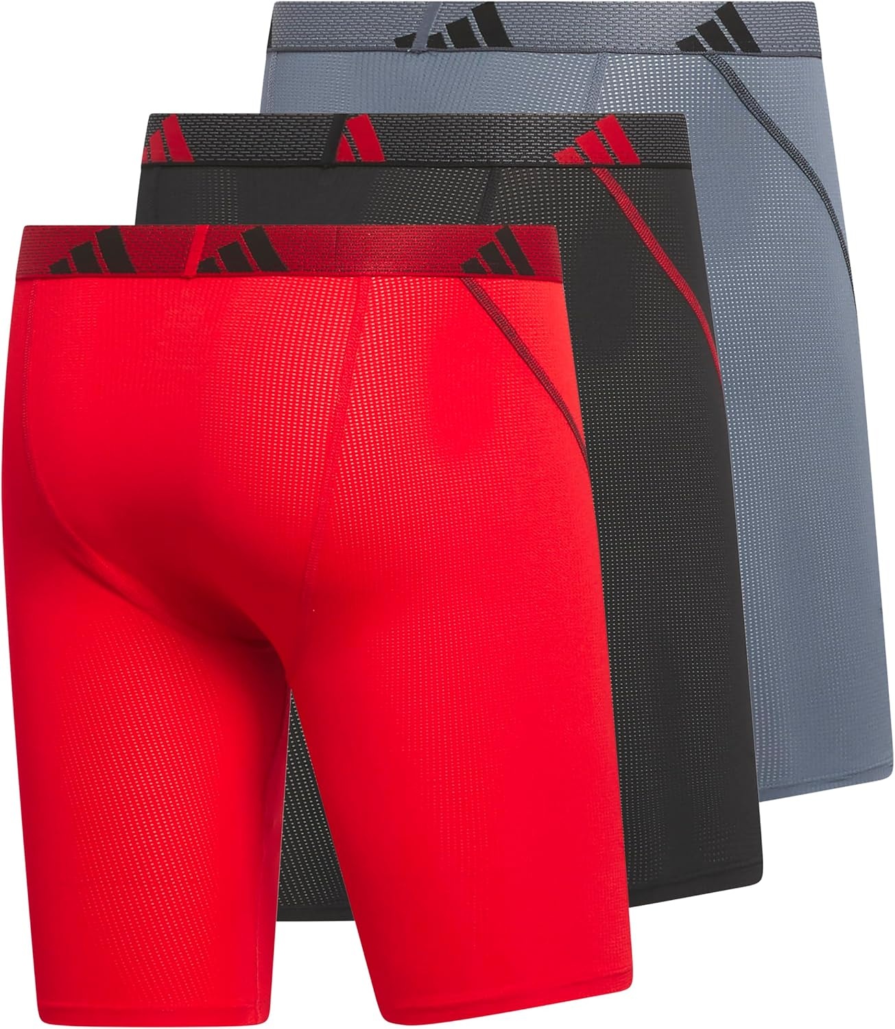 image:imageadidas Mens Performance Mesh Long Boxer Briefs 3Pack Breathable Workout UnderwearBetter ScarletBlackOnix Grey