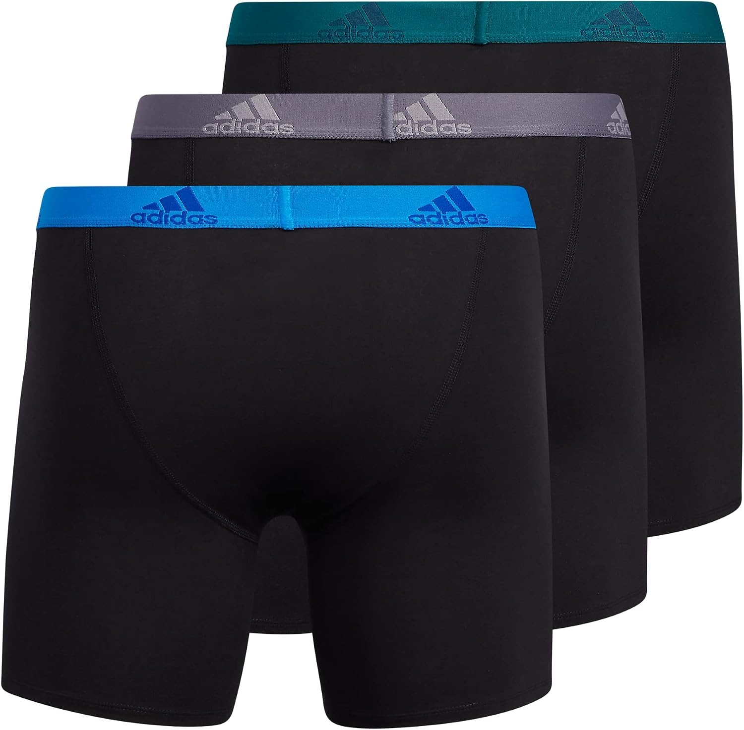 image:imageadidas Mens Performance Stretch Cotton Boxer Briefs Mens Underwear Boxer Brief Soft Stretch Superior Comfort 3PackBlackBlue RushLegacy Teal Green